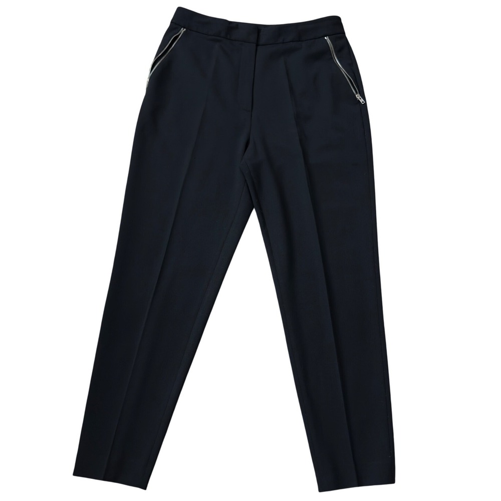Alexander Wang Black VirginWool Gabardine ZipperPocket Tapered Pants Sz 10 CC19